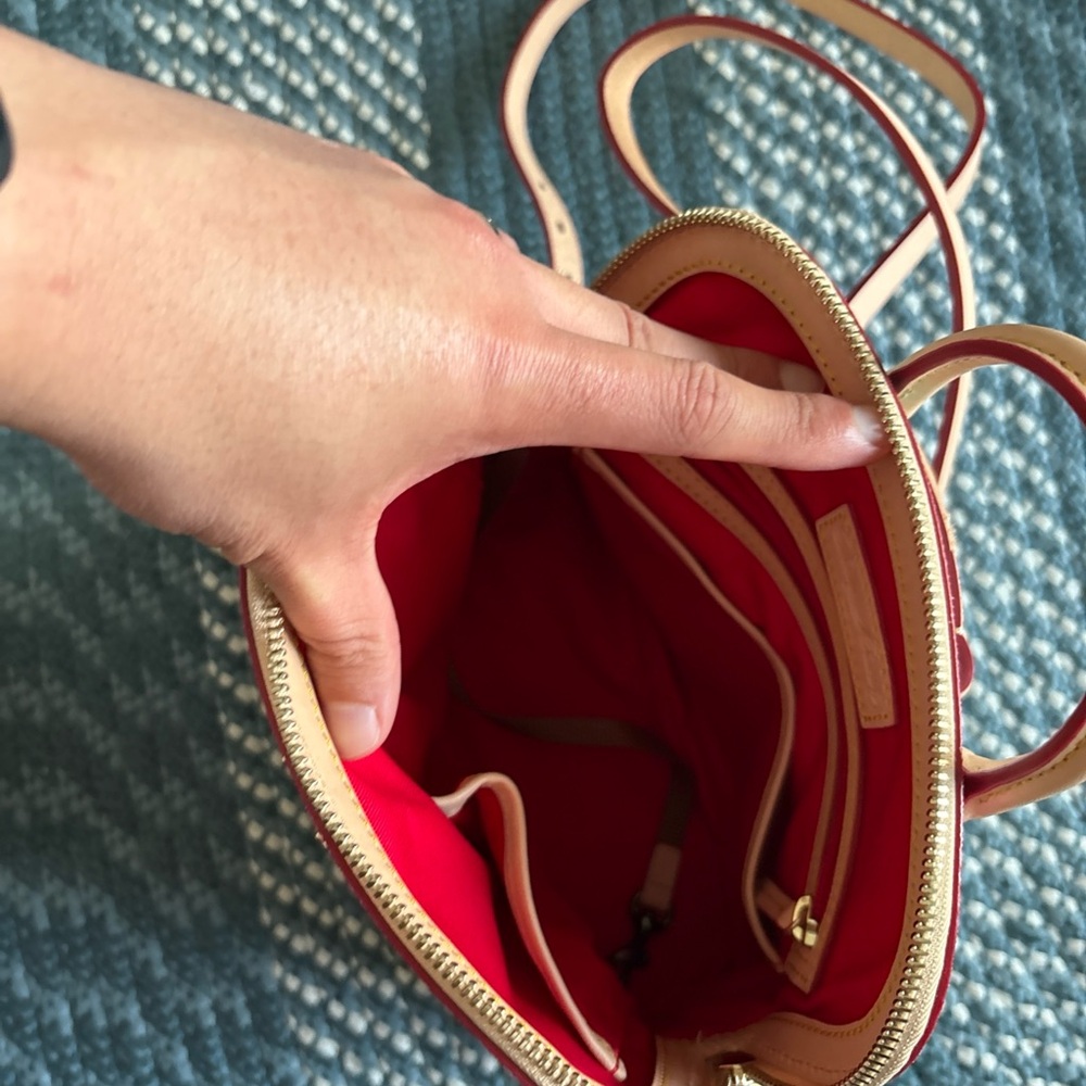 Dooney & Bourke Tan and Red Crossbody Bag